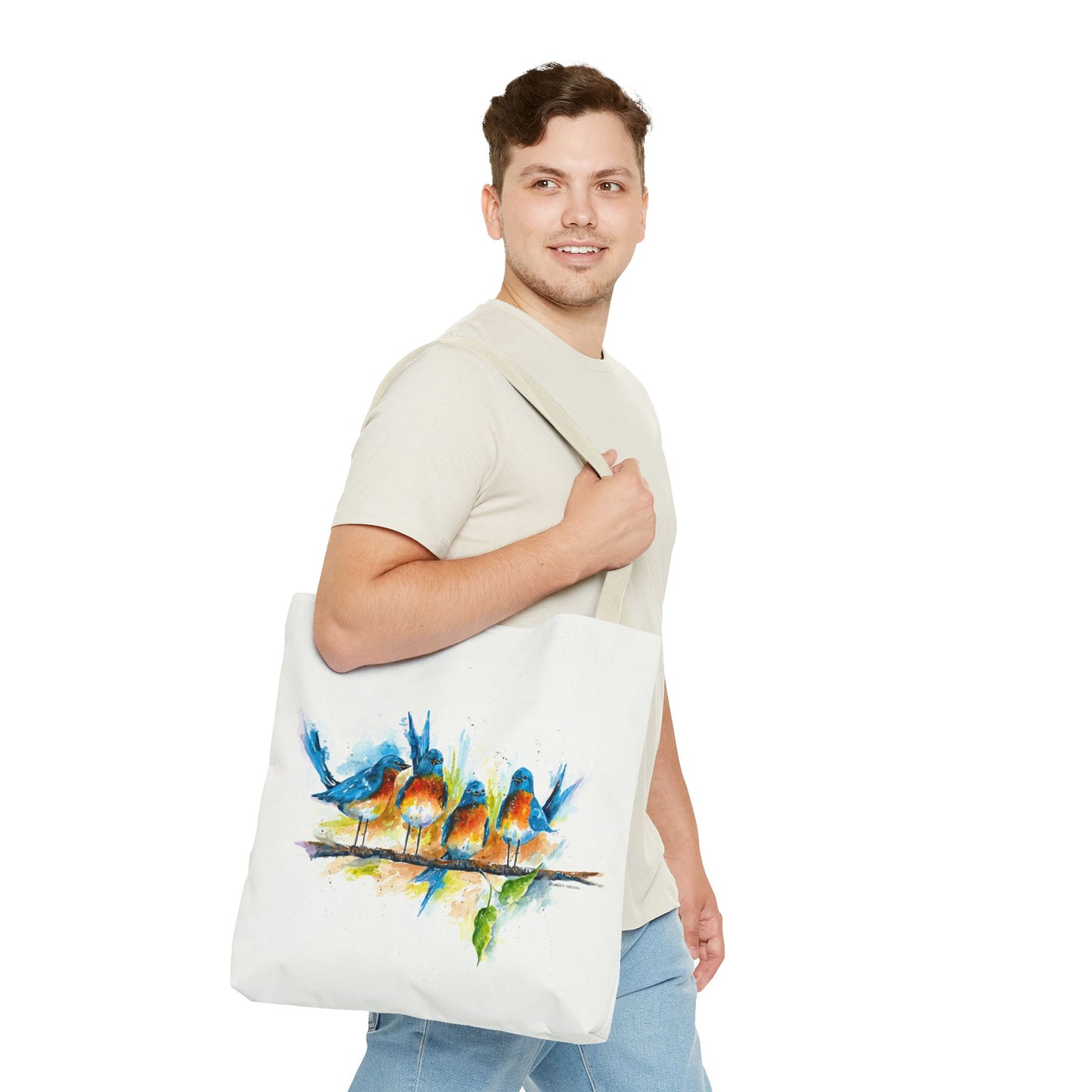 Watercolor Birds Tote Bag – Colorful Bird Branch Art Carryall