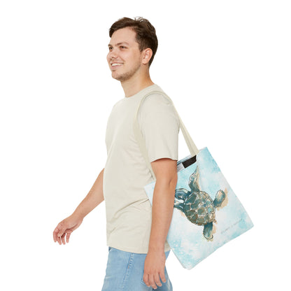 Sea Turtle Watercolor Tote Bag – Ocean-Themed Beach Shopper