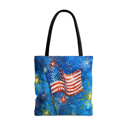 American Flag and Fireworks Tote Bag