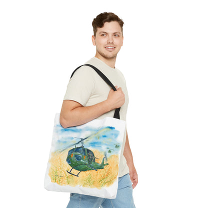 Huey Helicopter Art Tote Bag – Vintage Military Huey Illustration