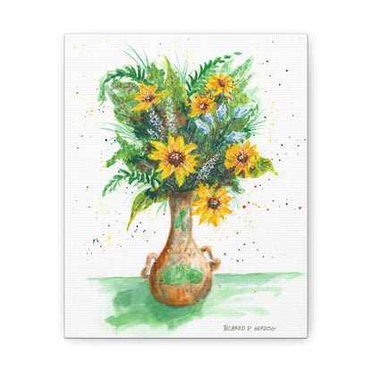 Vase With SunFlowers Canvas Print