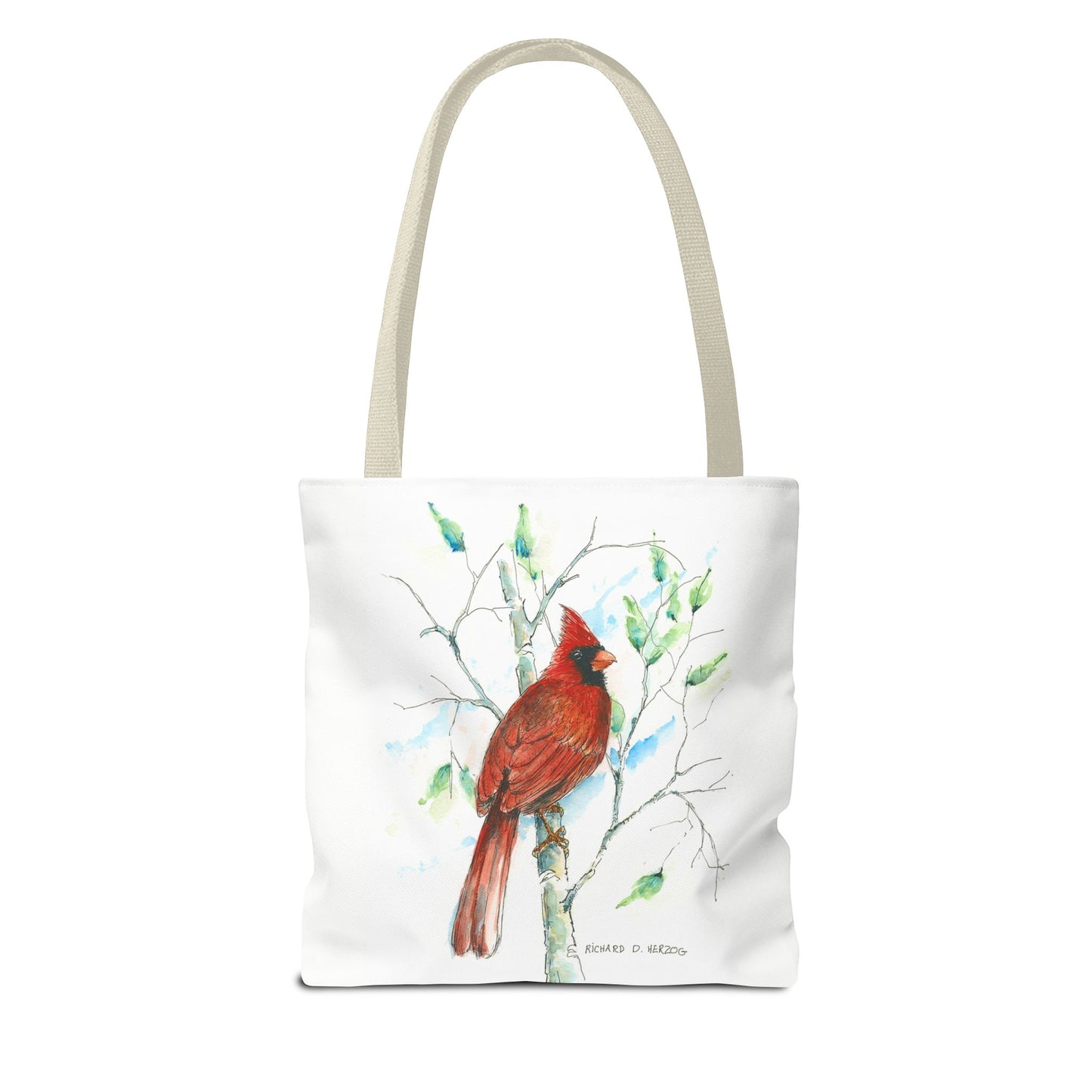 Cardinal Bird Tote Bag - Watercolor Northern Cardinal Canvas Tote