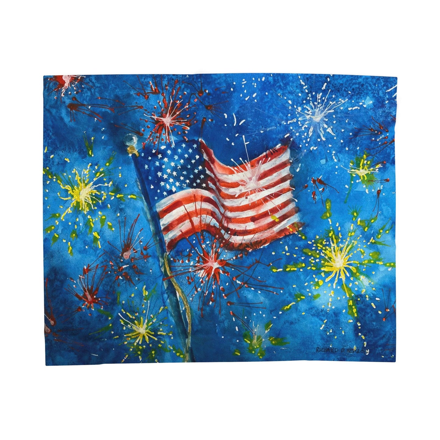 American Flag & Fireworks Blanket