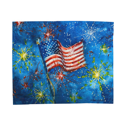 American Flag & Fireworks Blanket