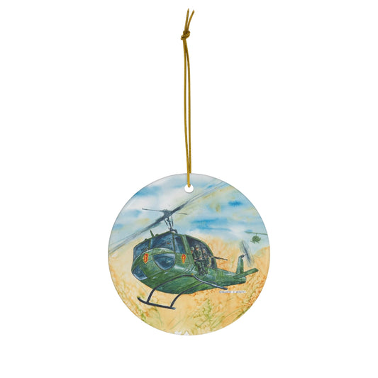 Huey Helicopter Ceramic Ornament